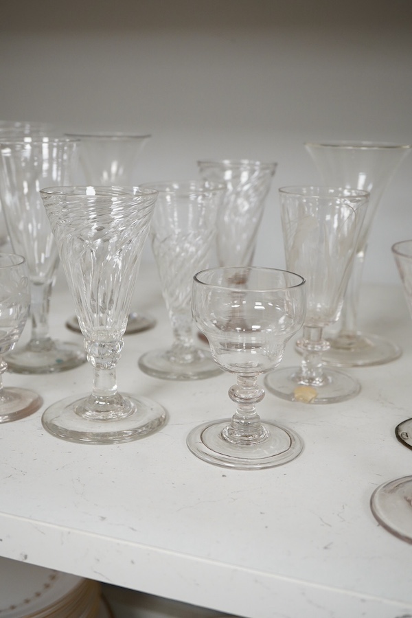 A collection of various Georgian and later wine glasses